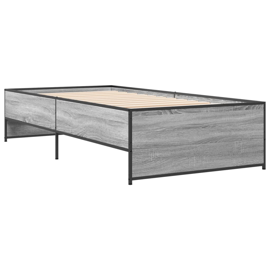 Estrutura cama 100x200 cm derivados madeira/metal cinza sonoma