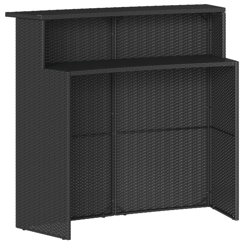 3 pcs conjunto de bar para jardim c/ almofadões vime PE preto