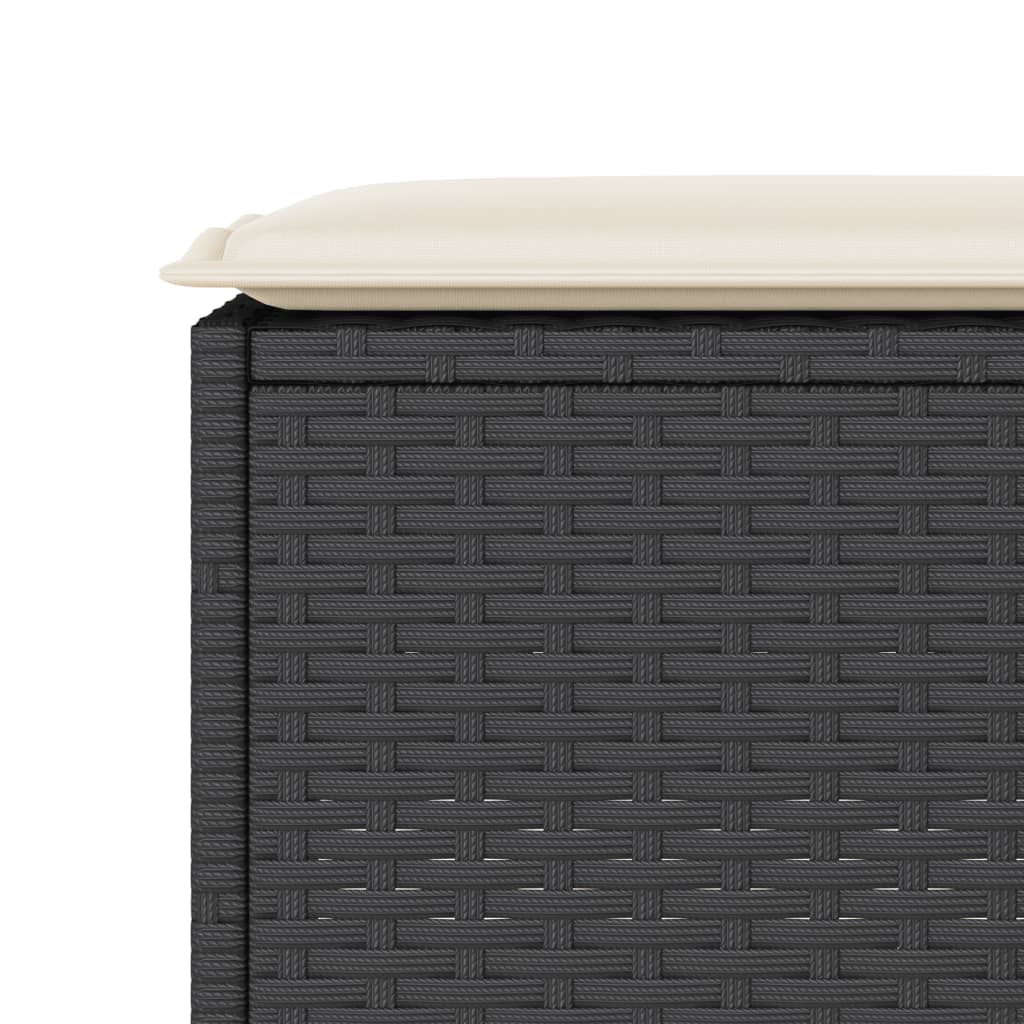 3 pcs conjunto de bar para jardim c/ almofadões vime PE preto