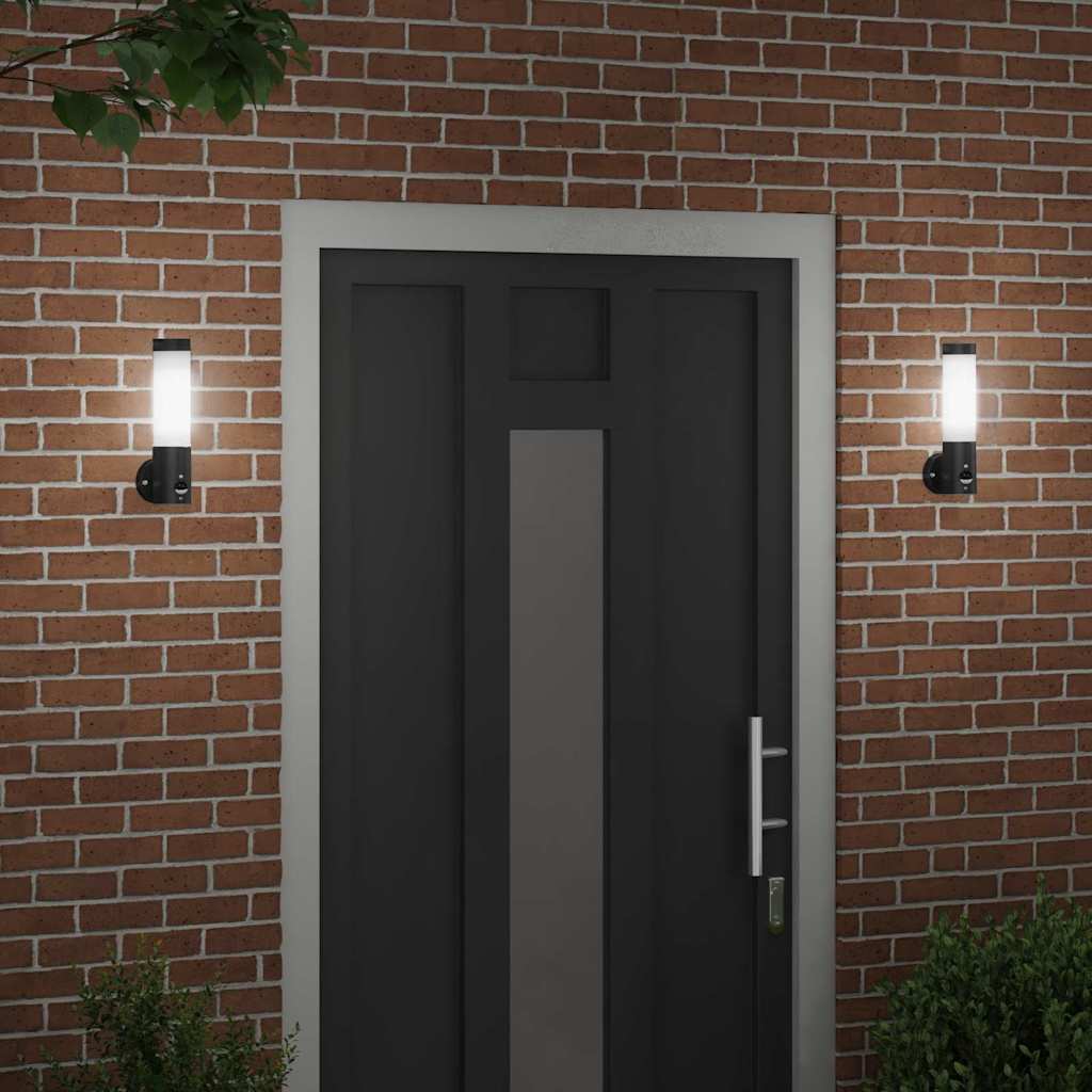 Luzes de Parede Externas 2 pcs Preto 12 x 7.5 x 29 cm