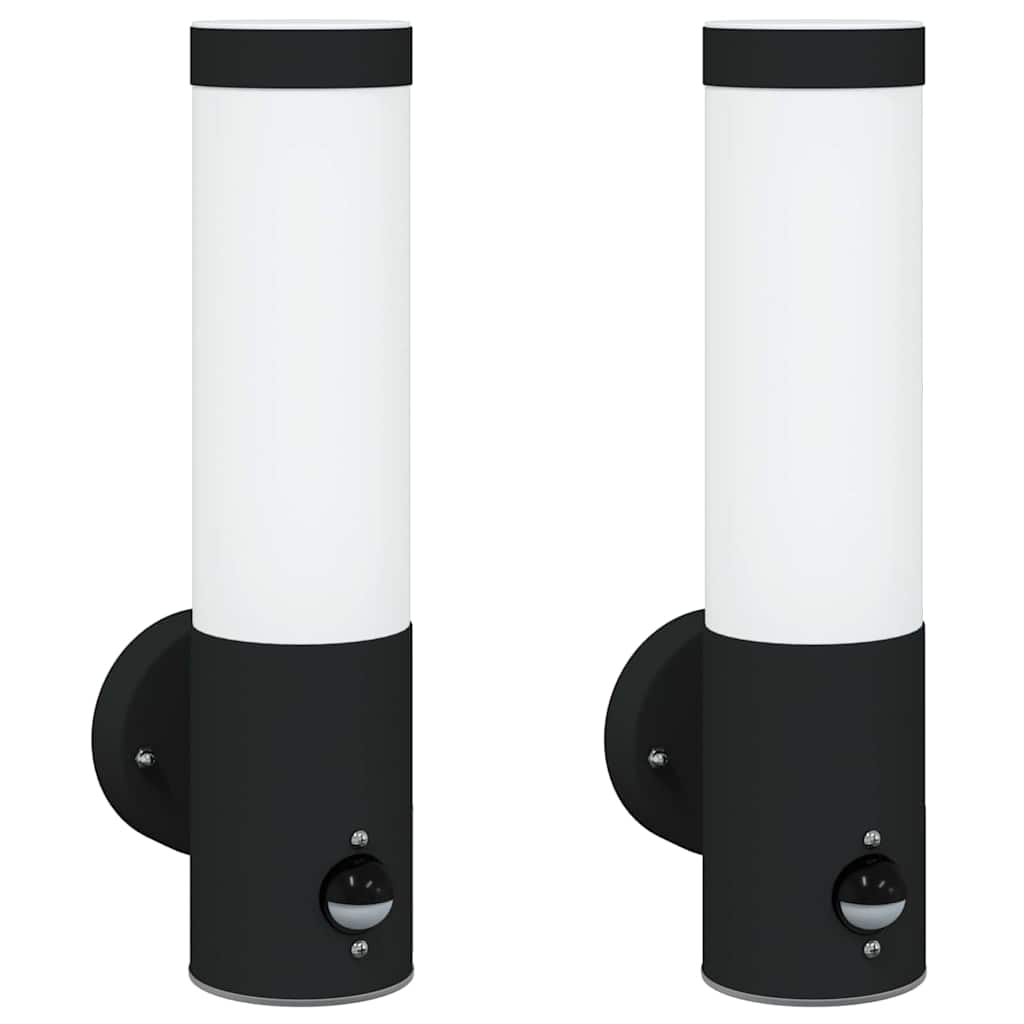 Luzes de Parede Externas 2 pcs Preto 12 x 7.5 x 29 cm
