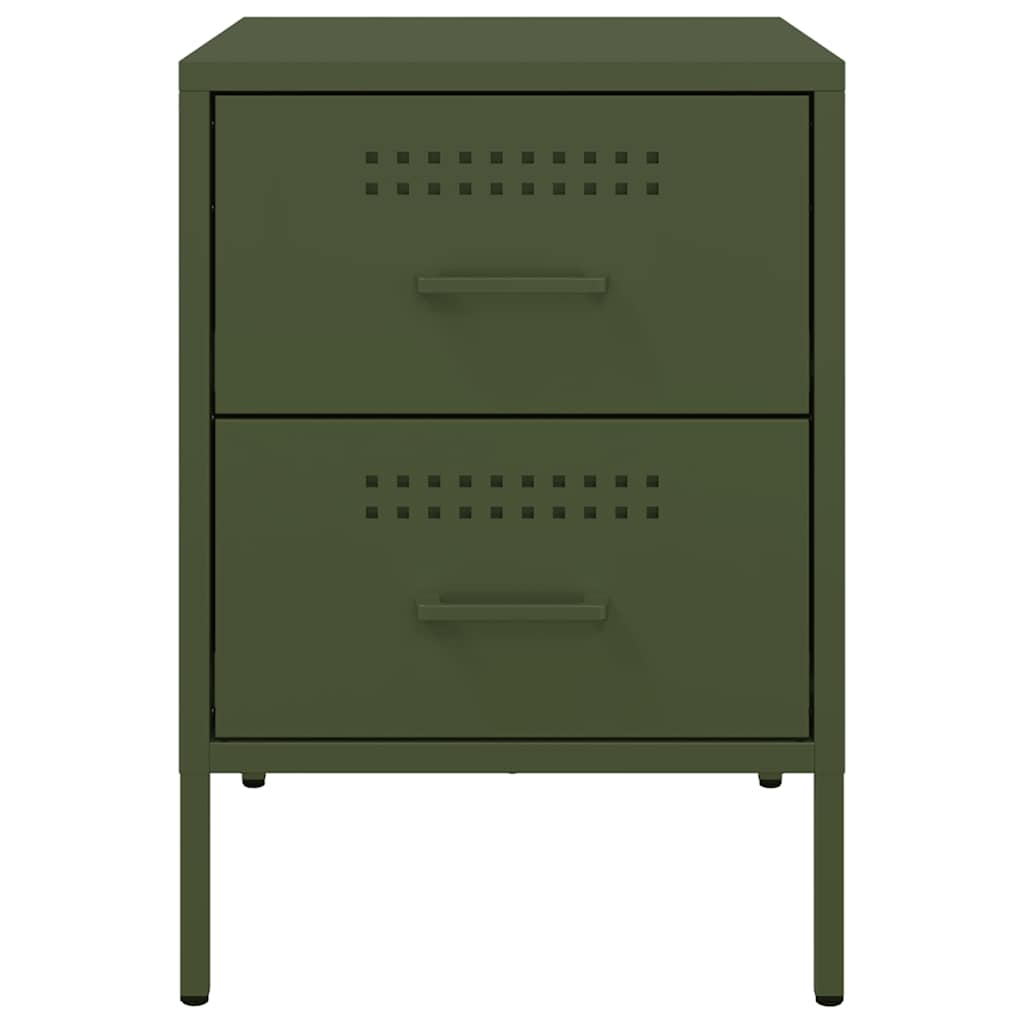 Mesas de cabeceira 2 pcs 36x39x50,5 cm aço verde azeitona