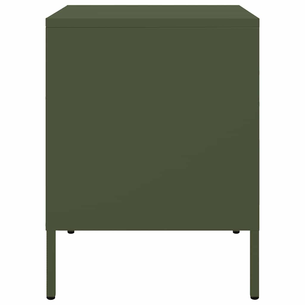 Mesas de cabeceira 2 pcs 36x39x50,5 cm aço verde azeitona