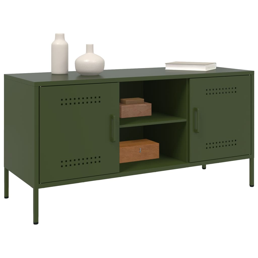 Móvel de TV 100,5x39x50,5 aço verde-azeitona