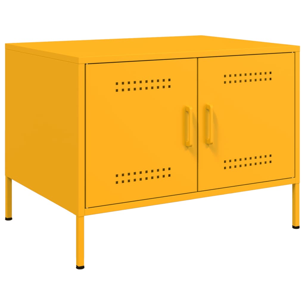 Mesa de centro 68x50x50,5 cm aço amarelo mostarda