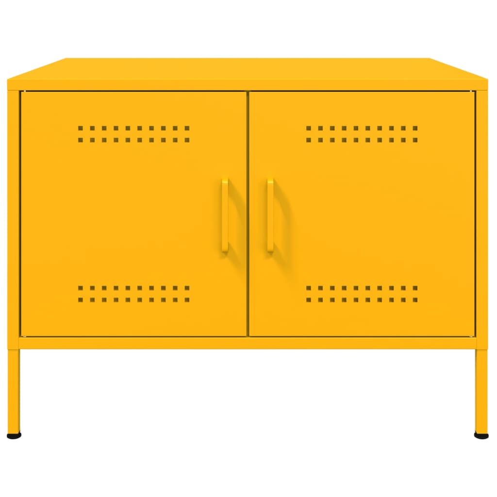 Mesa de centro 68x50x50,5 cm aço amarelo mostarda