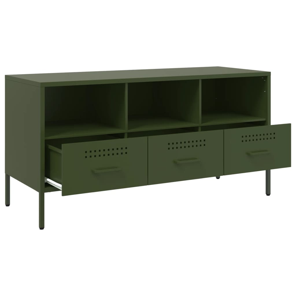 Móvel de TV 100,5x39x50,5 aço verde-azeitona