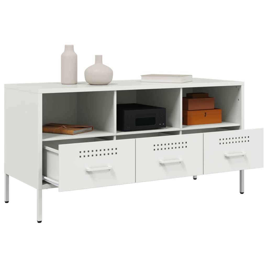 Móvel de TV 100,5x39x50,5 cm aço branco