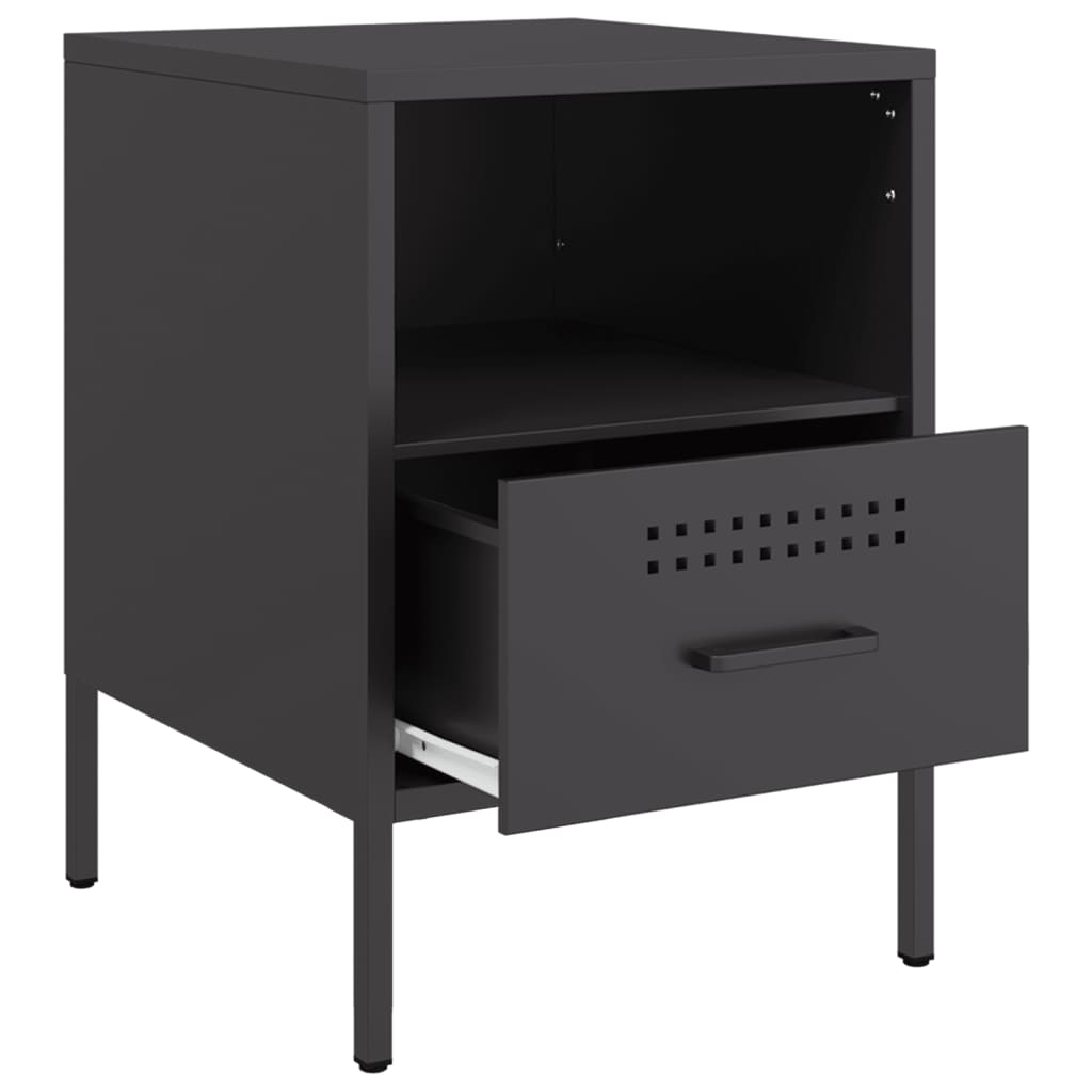 Mesas de cabeceira 2 pcs 36x39x50,5cm aço preto