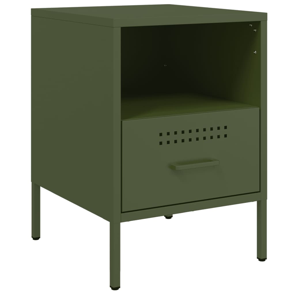 Mesas de cabeceira 2 pcs 36x39x50,5 cm aço verde azeitona