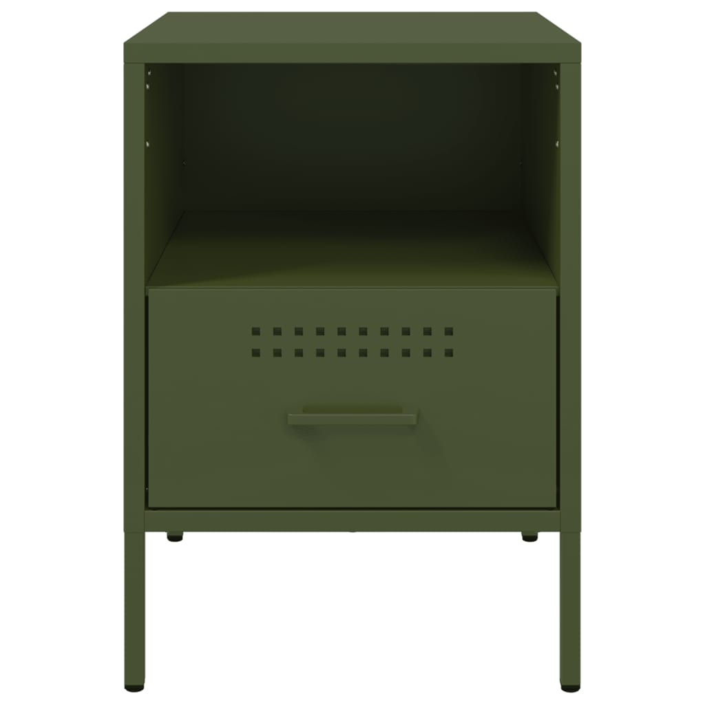 Mesas de cabeceira 2 pcs 36x39x50,5 cm aço verde azeitona