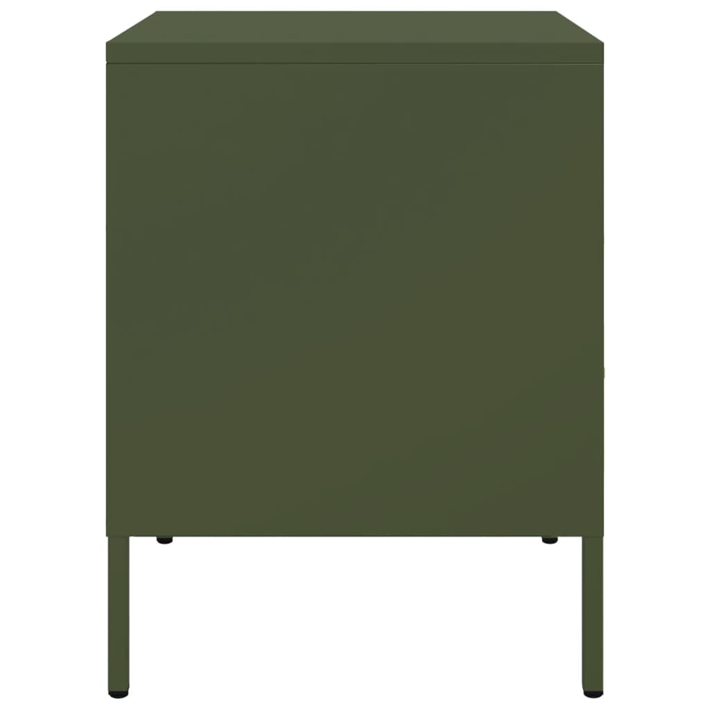 Mesas de cabeceira 2 pcs 36x39x50,5 cm aço verde azeitona
