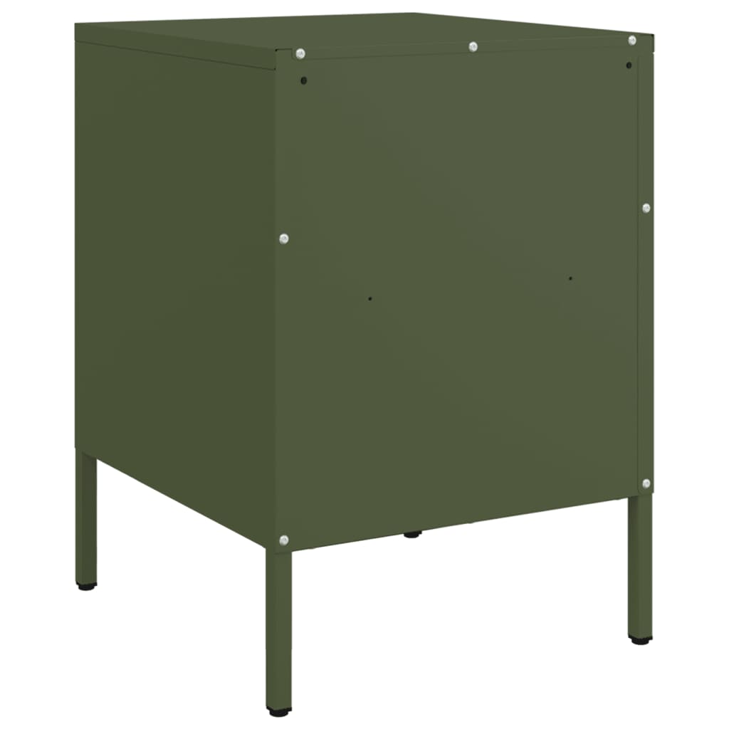 Mesas de cabeceira 2 pcs 36x39x50,5 cm aço verde azeitona
