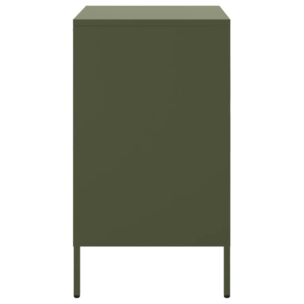 Mesas de cabeceira 2 pcs 36x39x68 cm aço verde-azeitona