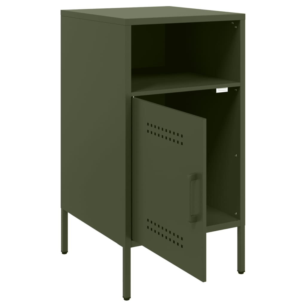 Mesas de cabeceira 2 pcs 36x39x68 cm aço verde-azeitona
