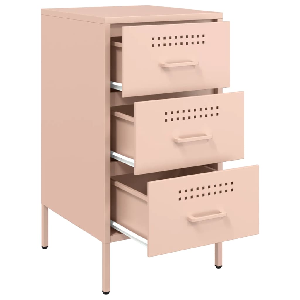 Mesas de cabeceira 2 pcs 36x39x68 cm aço rosa