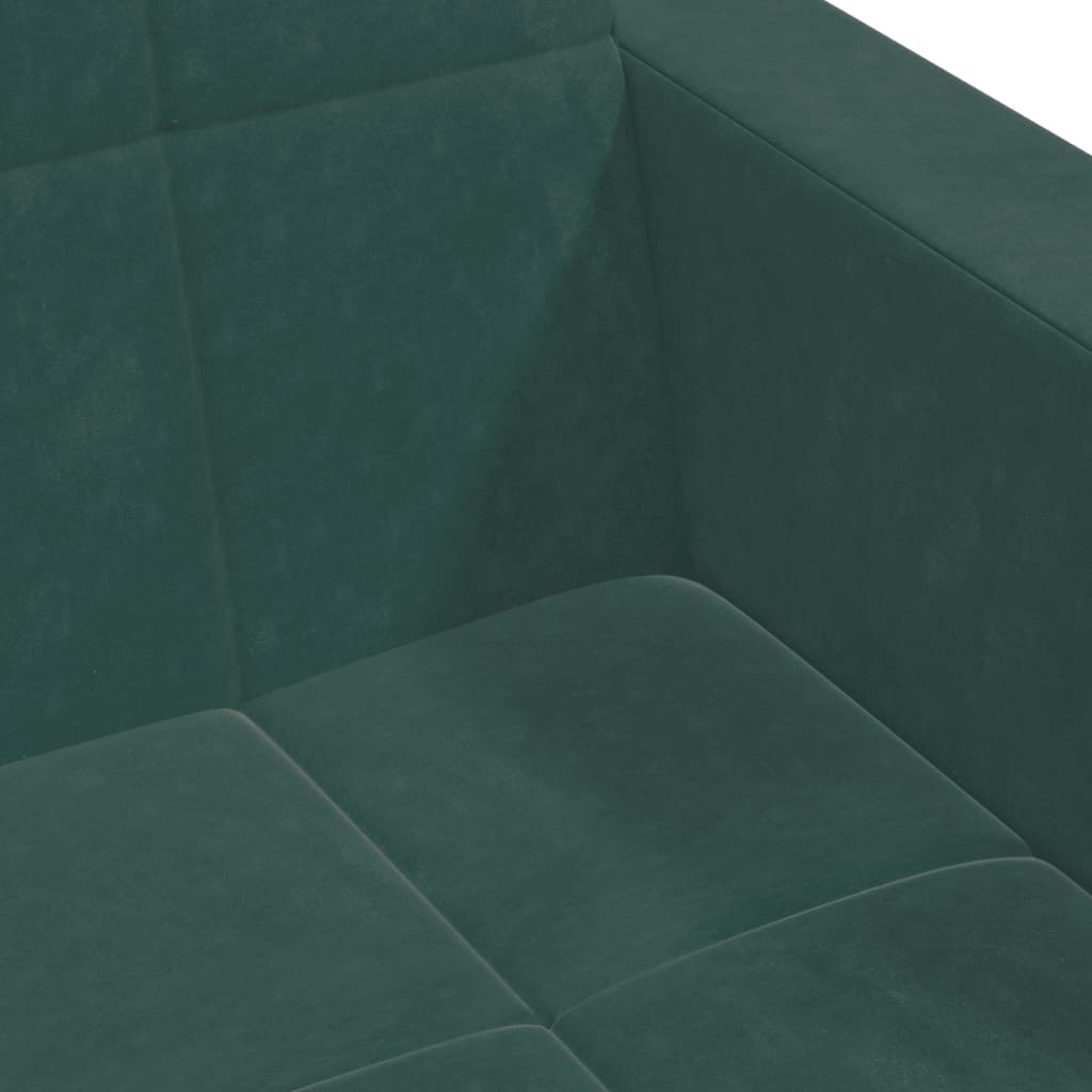 Sofá-cama 2 lugares c/ apoio de pés veludo verde-escuro