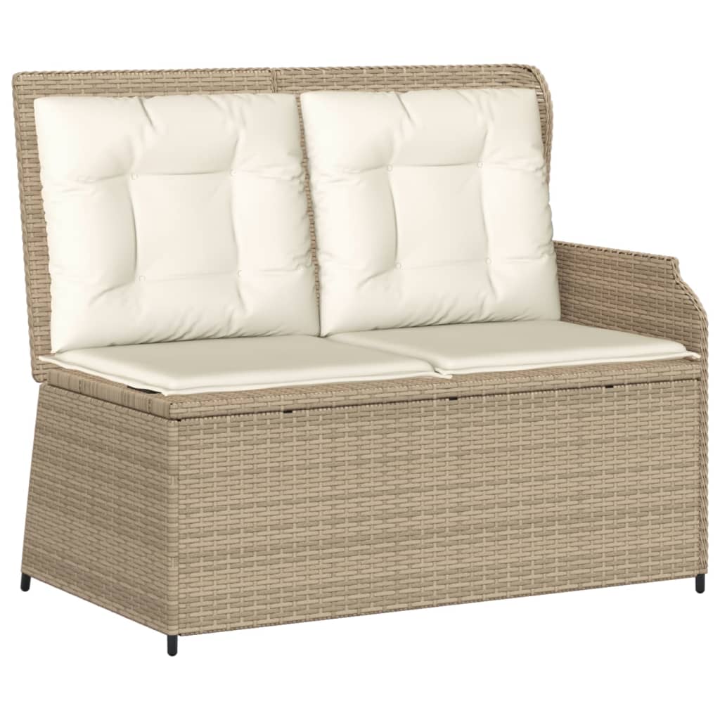 3 pcs conjunto lounge de jardim com almofadões vime PE bege