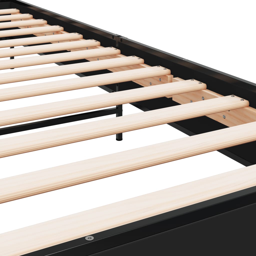 Estrutura de cama 100x200 cm derivados de madeira/metal preto