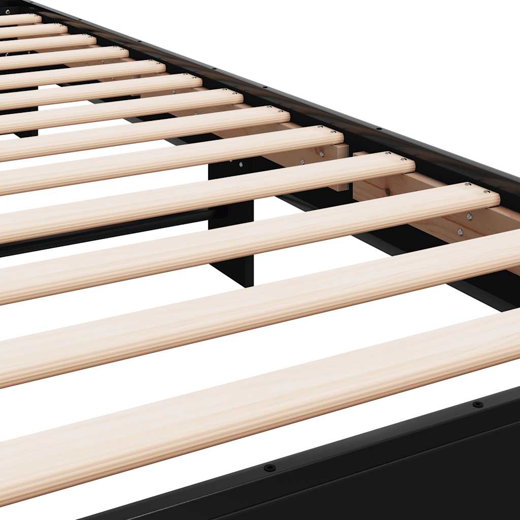 Estrutura de cama 75x190 cm derivados de madeira e metal preto