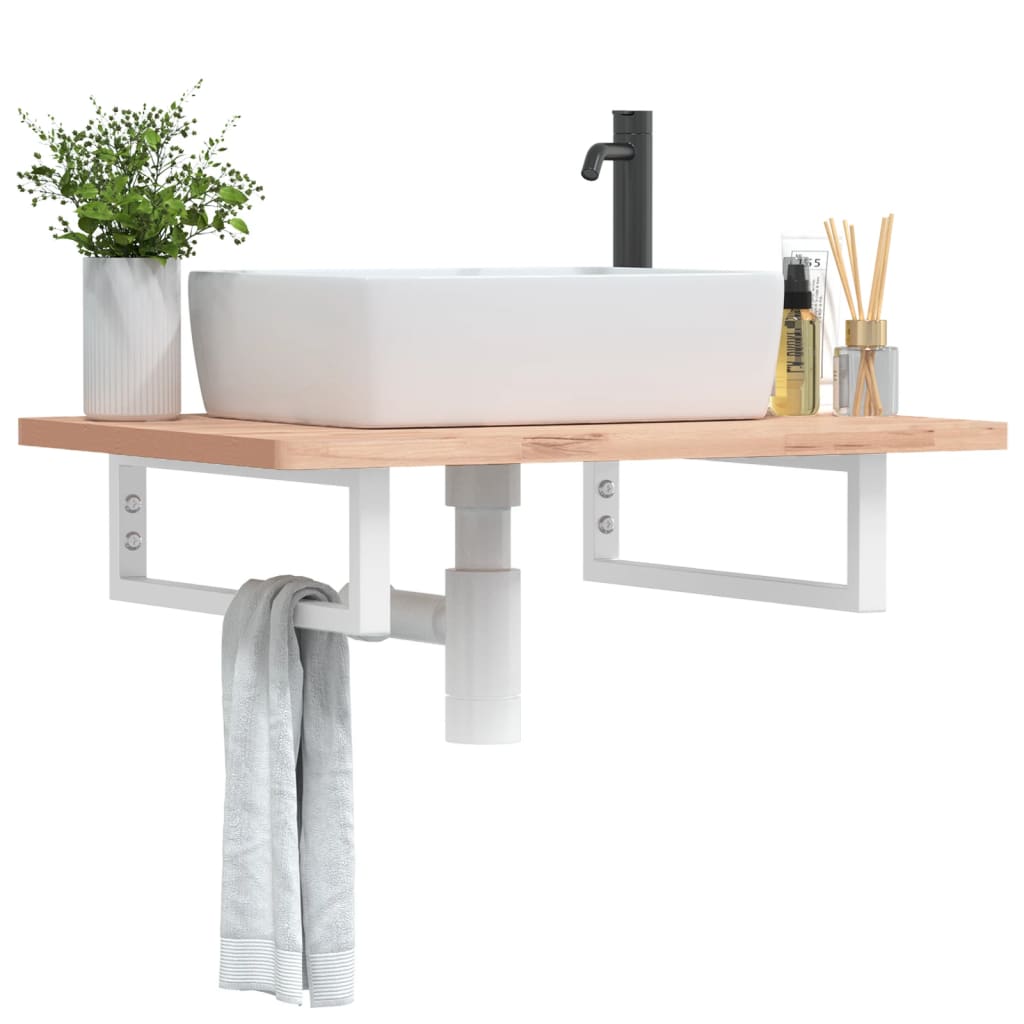 Suportes de prateleira p/ lavatório 2 pcs aço retangular branco