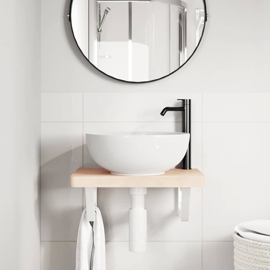 Suportes de prateleira p/lavatório 2pcs aço trapezoidais branco