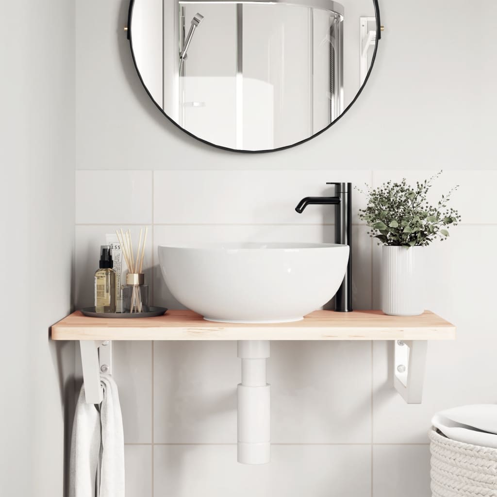 Suportes de prateleira p/lavatório 2pcs aço trapezoidais branco