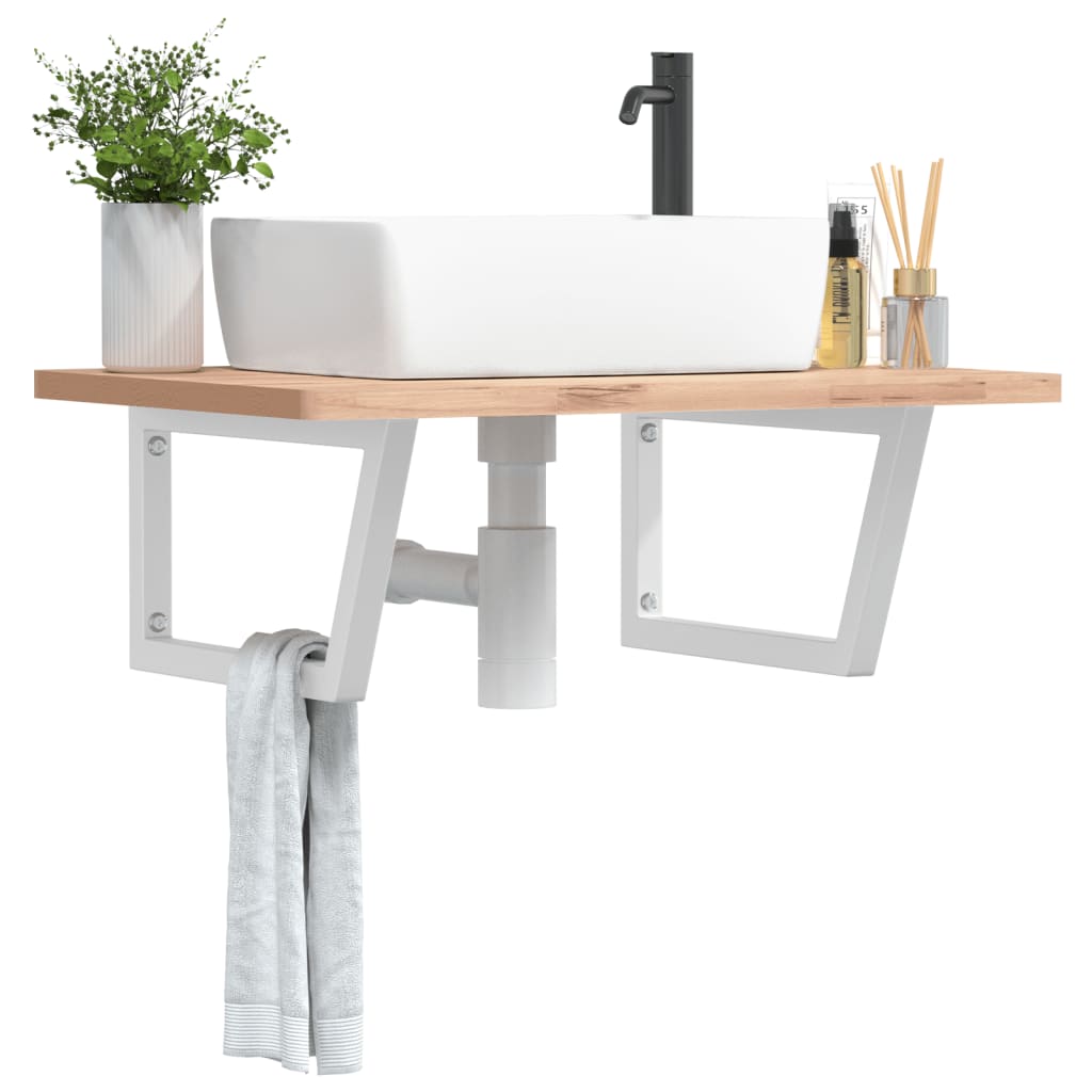 Suportes de prateleira p/lavatório 2pcs aço trapezoidais branco