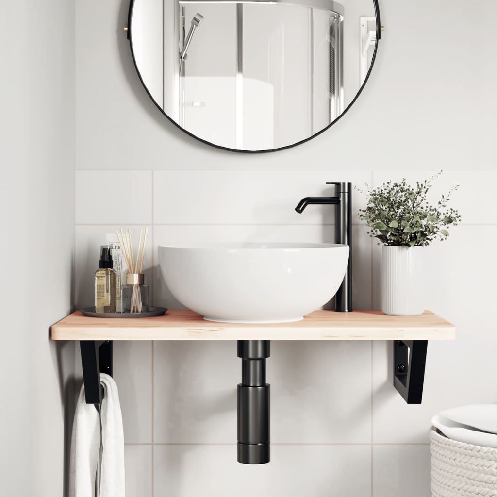 Suportes de prateleira p/ lavatório 2pcs aço trapezoidais preto