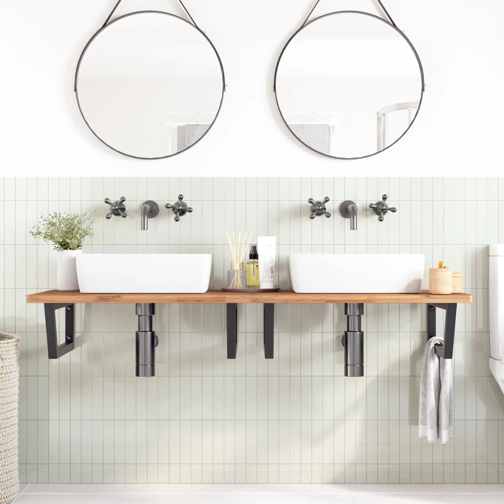 Suportes de prateleira p/ lavatório 2pcs aço trapezoidais preto