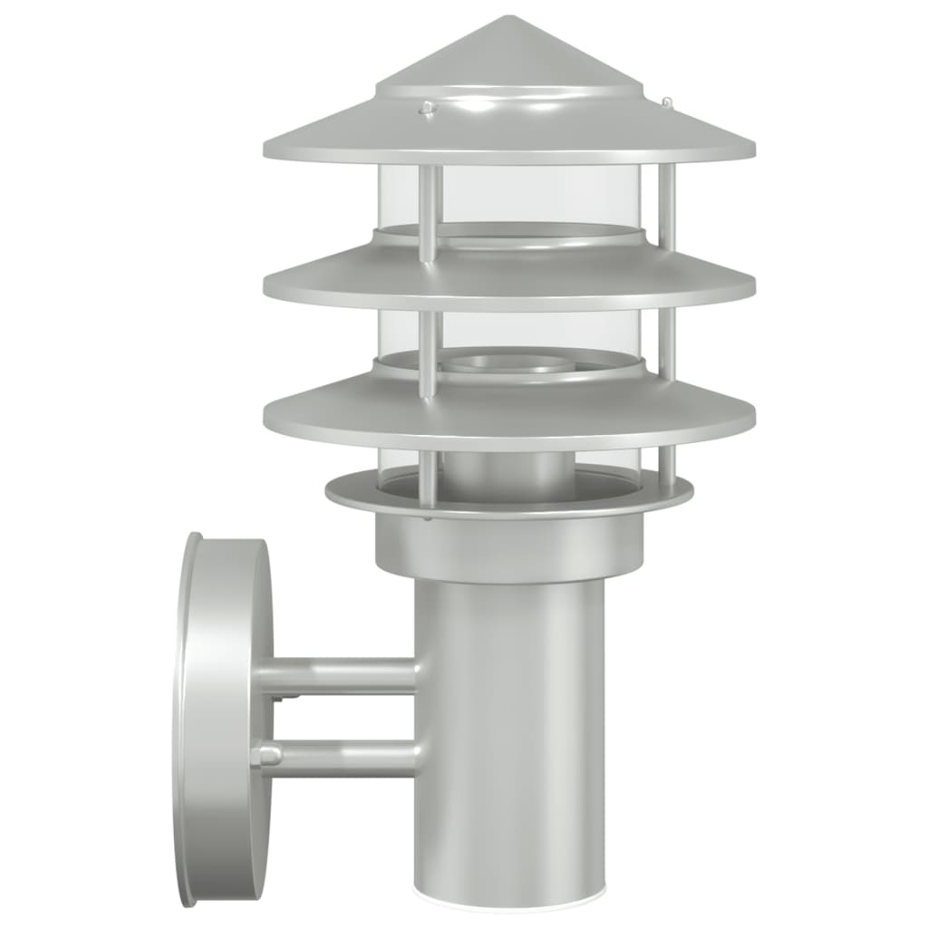 Candeeiro de parede para exterior aço inoxidável prateado