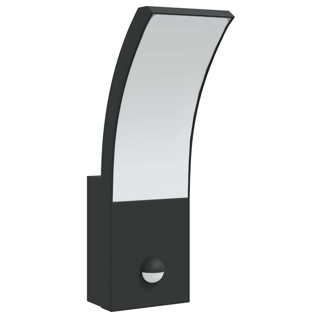 Candeeiros parede LED exterior c/ sensor 2 pcs alumínio preto