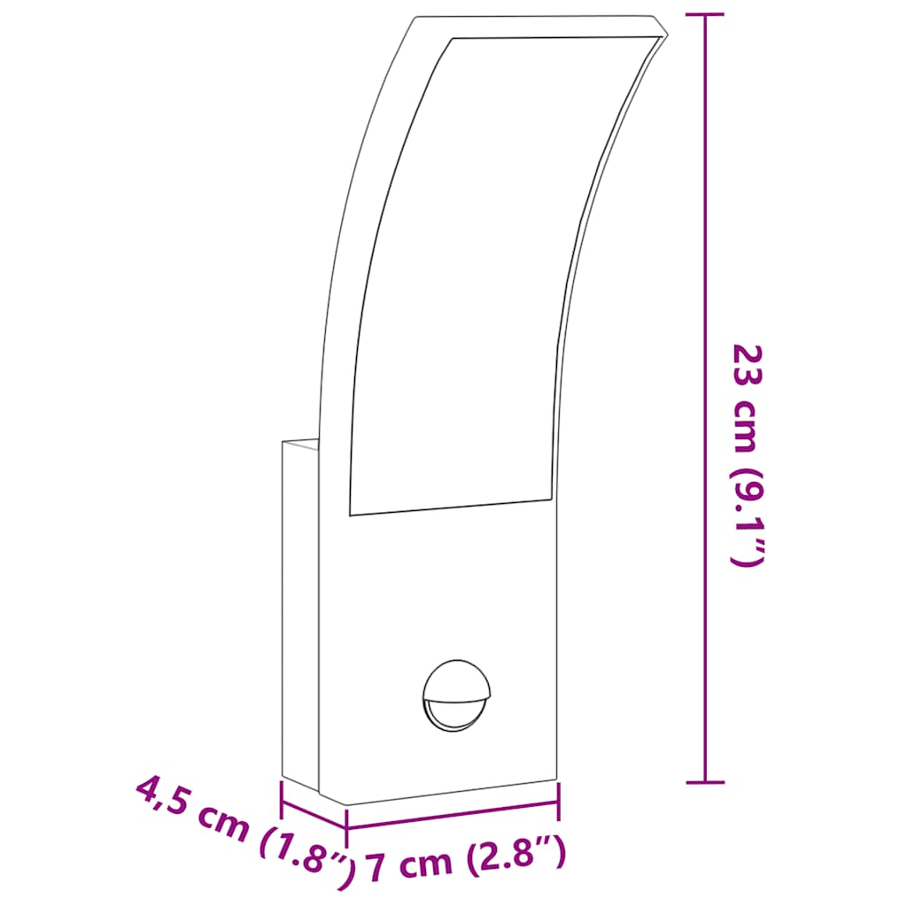 Candeeiro parede LED exterior c/ sensor alumínio fundido branco