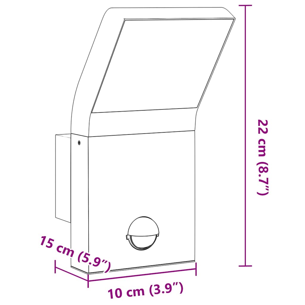 Candeeiro parede LED exterior c/ sensor alumínio fundido branco