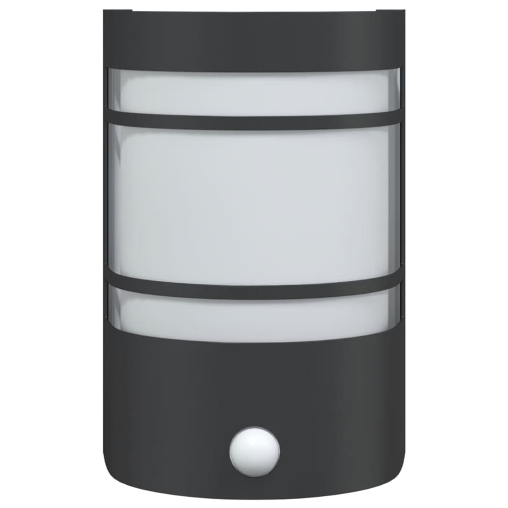 Candeeiro de parede p/ exterior com sensor aço inoxidável preto
