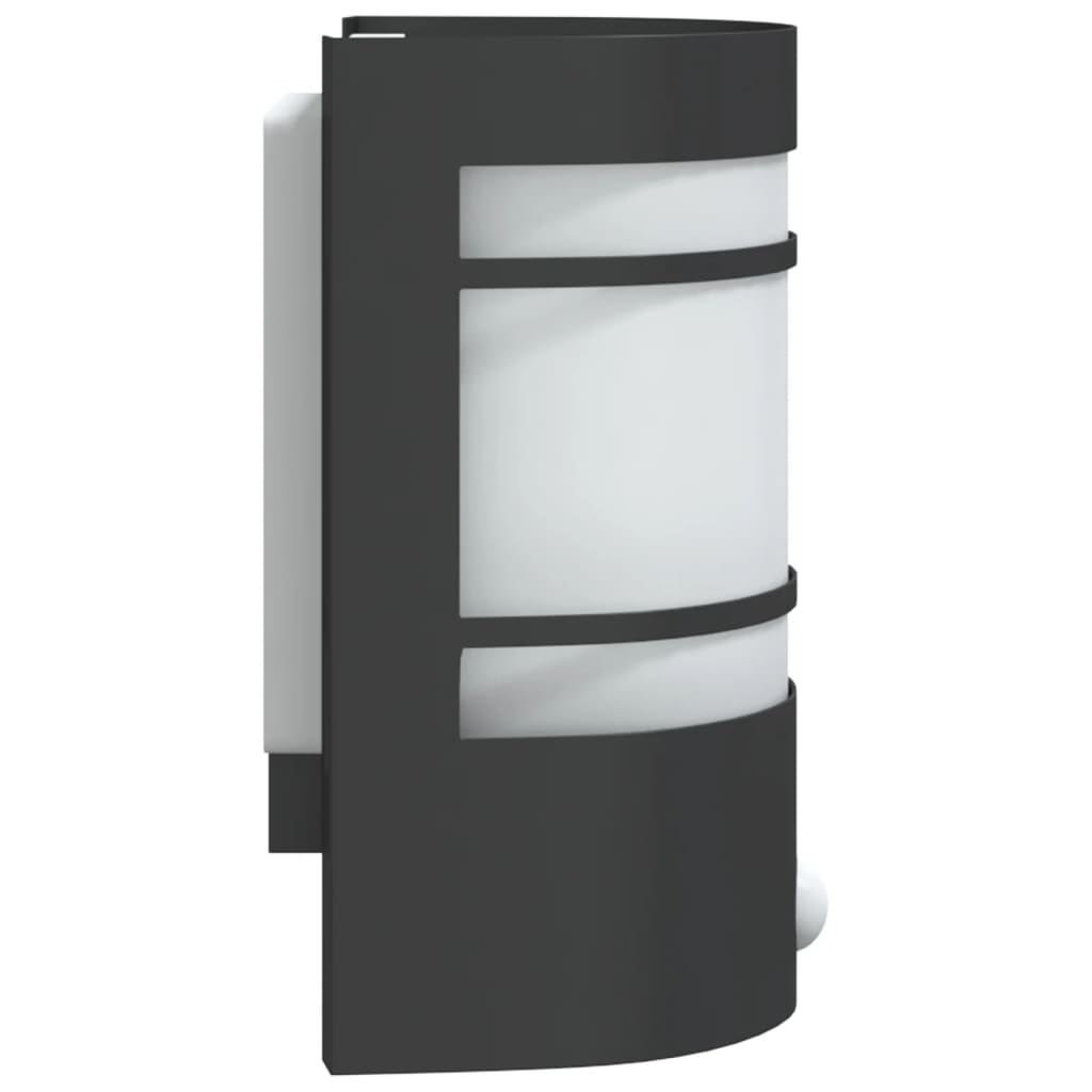Candeeiro de parede p/ exterior com sensor aço inoxidável preto