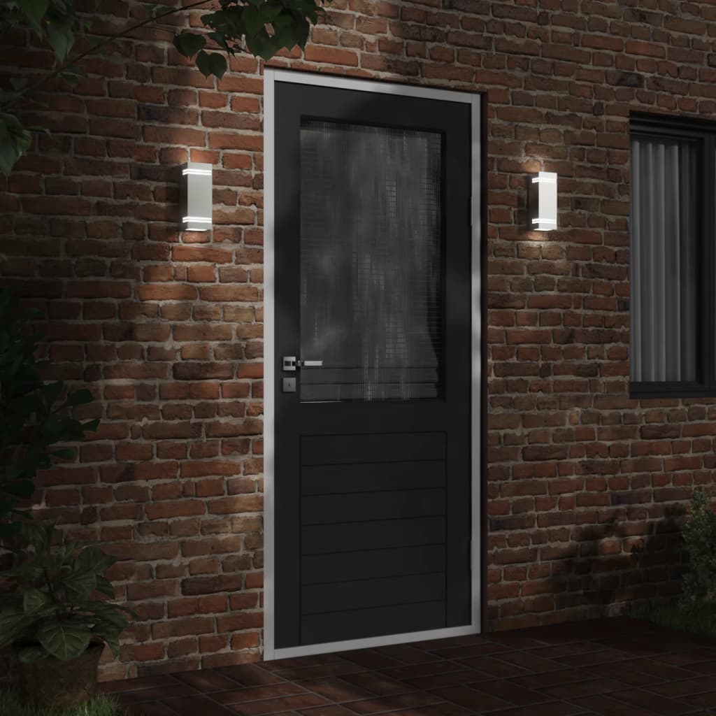 Candeeiro de parede para exterior aço inoxidável prateado