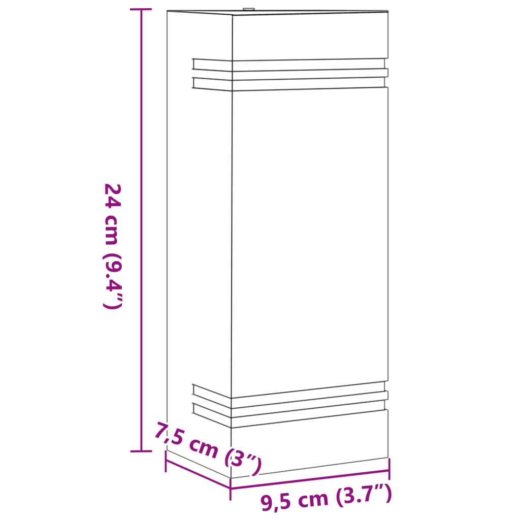 Candeeiro de parede para exterior aço inoxidável prateado