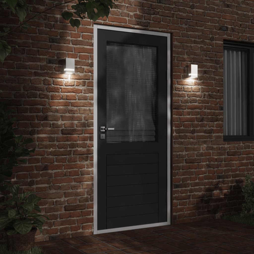 Candeeiro de parede para exterior aço inoxidável prateado