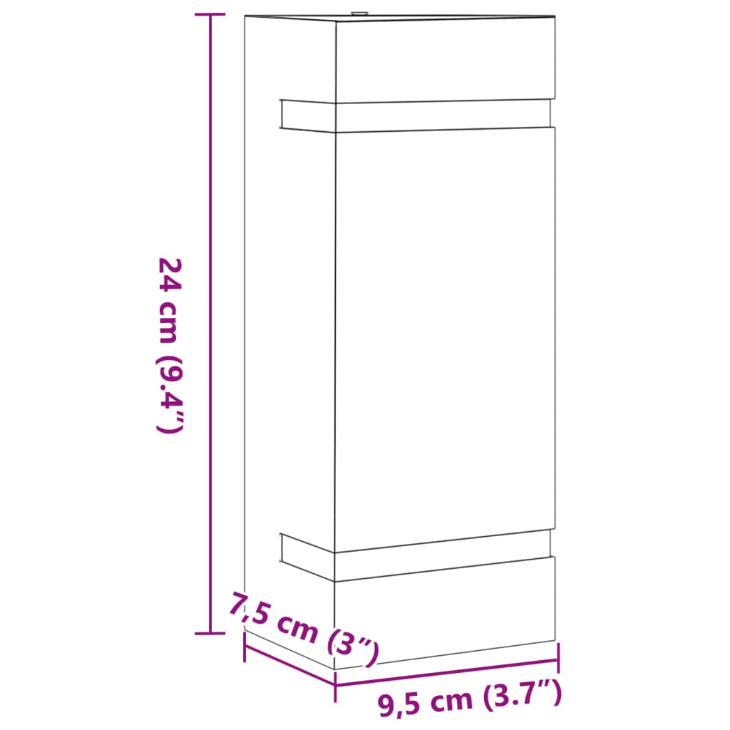Candeeiros de parede p/ exterior 2 pcs aço inoxidável preto