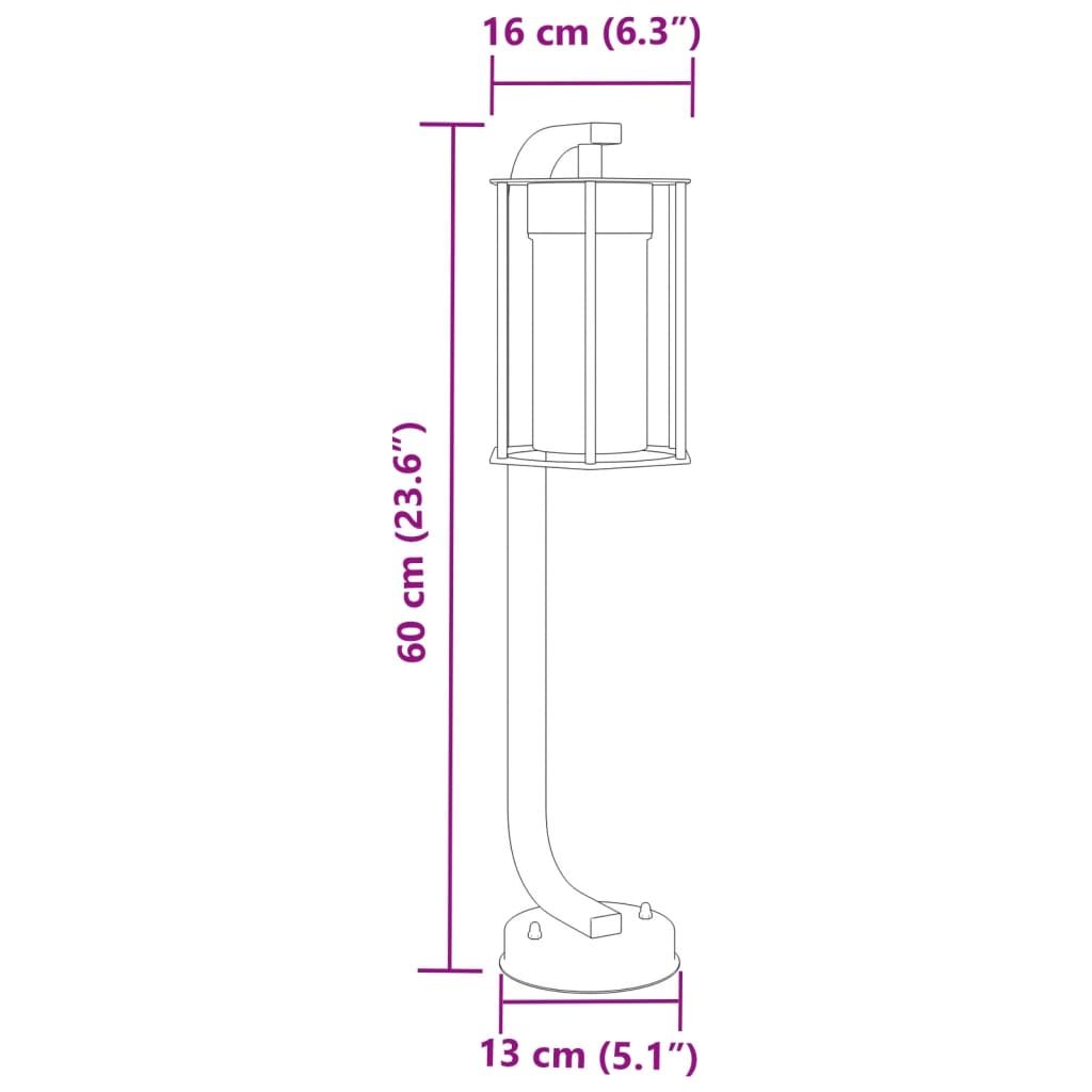 Candeeiro de chão para exterior 60 cm aço inoxidável preto