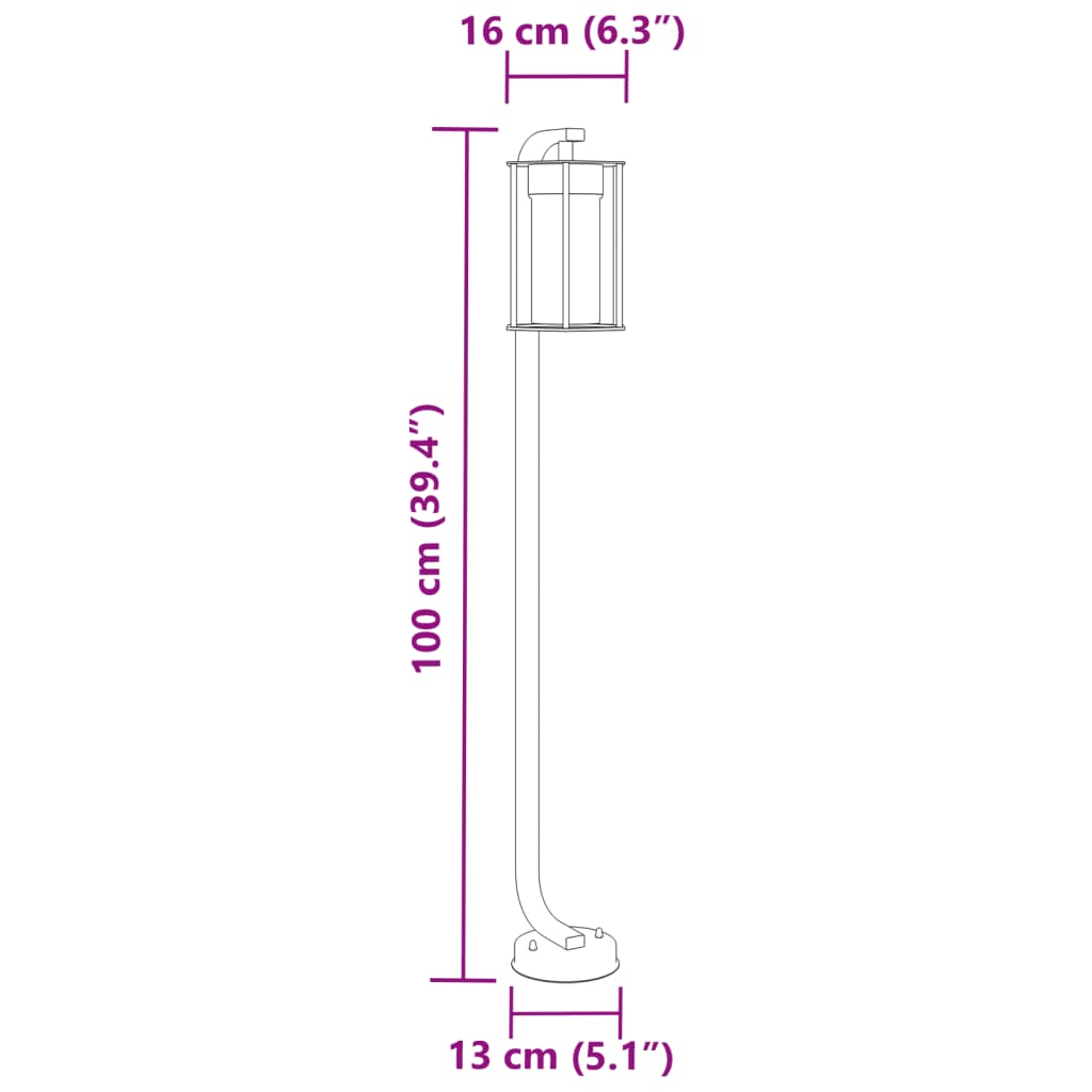 Candeeiro de chão para exterior 100 cm aço inoxidável preto