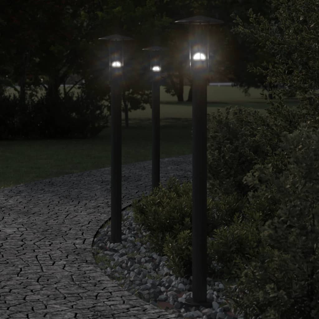 Candeeiro de chão para exterior 100 cm aço inoxidável preto