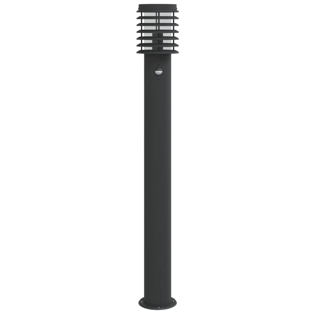 Candeeiro de chão p/ exterior c/ sensor 110 cm aço inox. preto