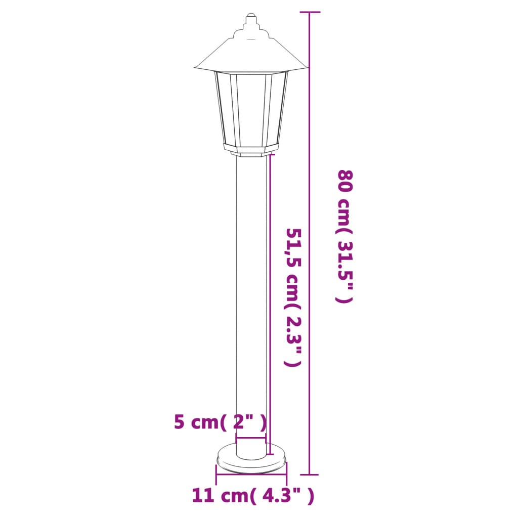 Candeeiro de chão para exterior 80 cm aço inoxidável prateado