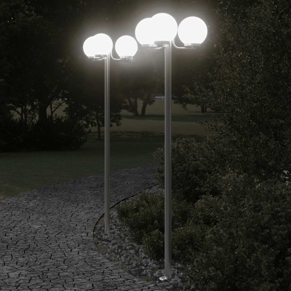 Candeeiro de chão para exterior 2 pcs 215 cm aço inox. prateado
