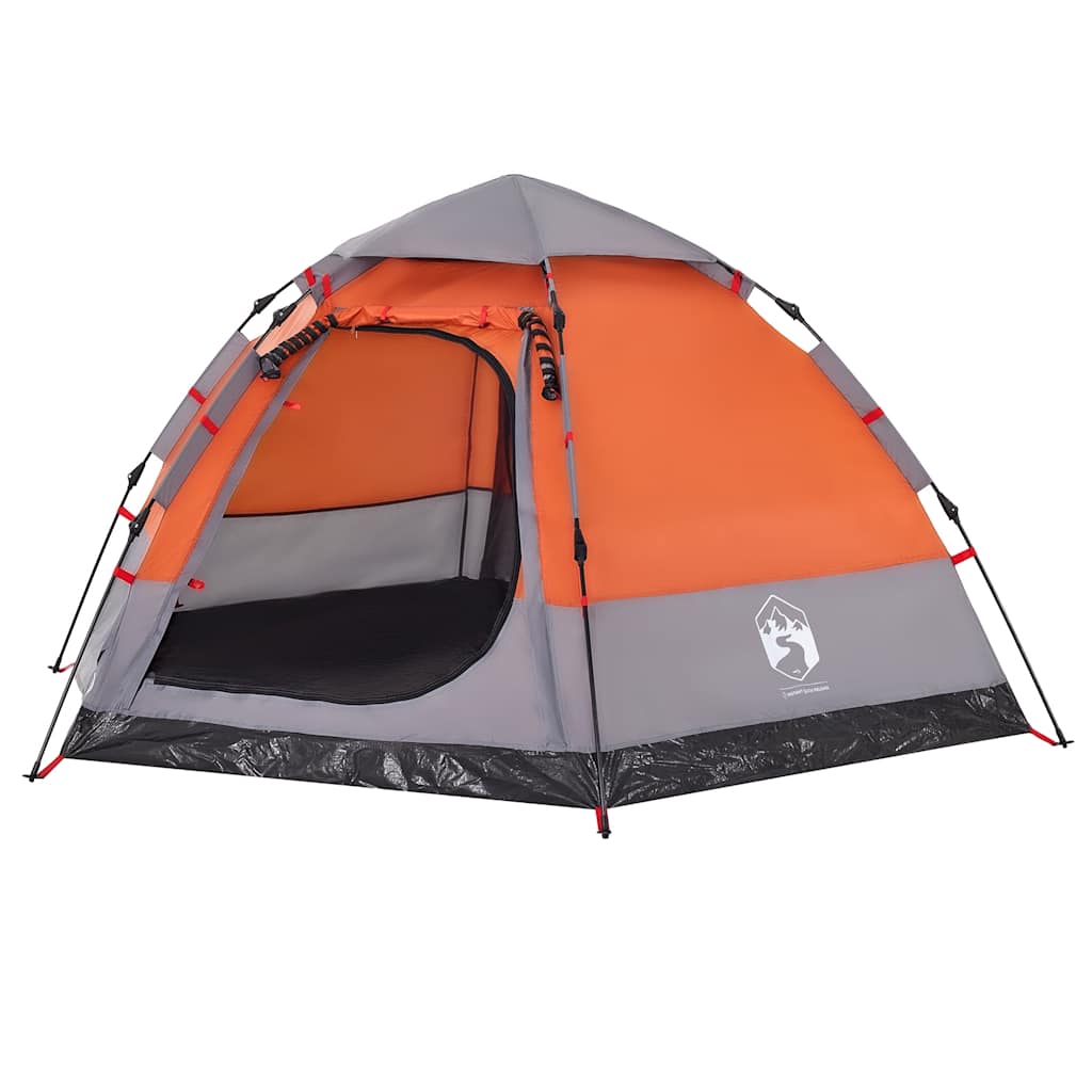 Tenda campismo cabana 4 pessoas libertação rápida cinza/laranja