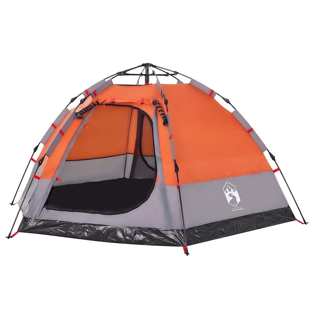 Tenda campismo cabana 4 pessoas libertação rápida cinza/laranja
