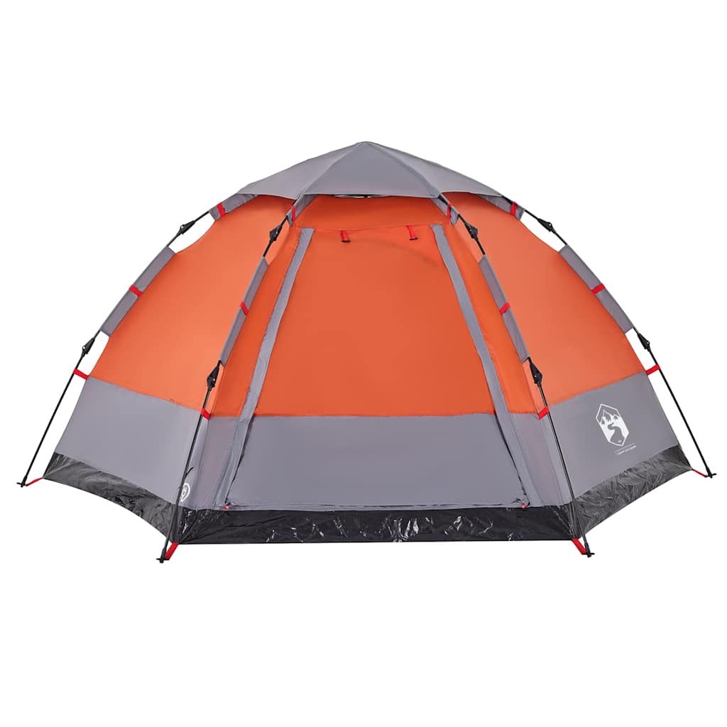Tenda campismo cabana 4 pessoas libertação rápida cinza/laranja