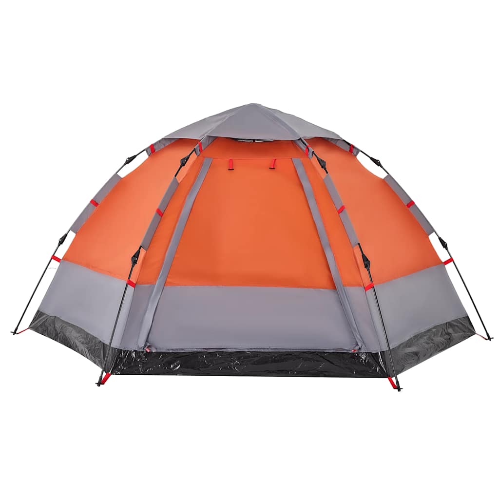 Tenda campismo cabana 4 pessoas libertação rápida cinza/laranja